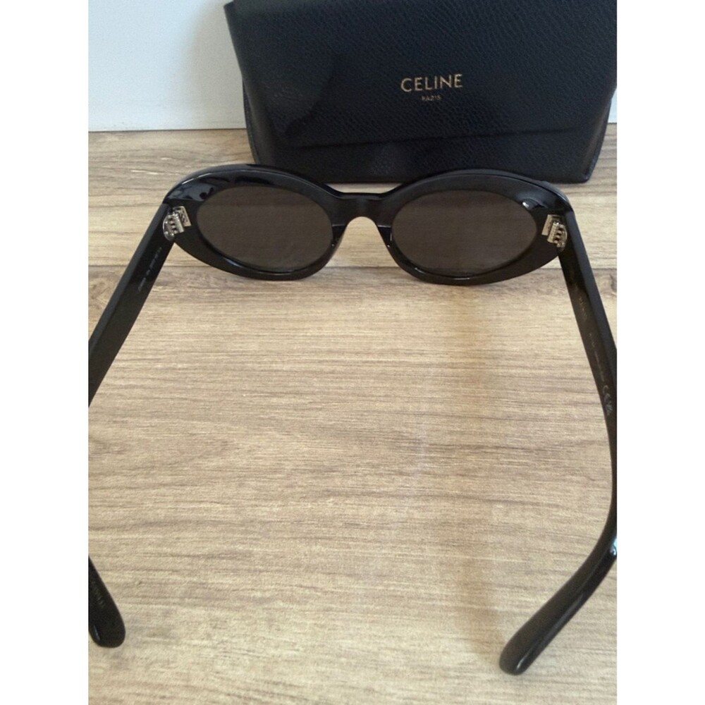 Celine Black Oval Cat-Eye Women's Sunglasses - Picture 5 of 6